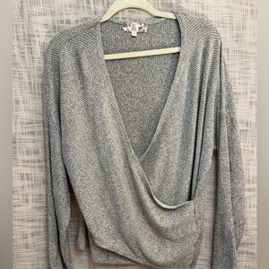 Gray wrap sweater, wrap cardigan